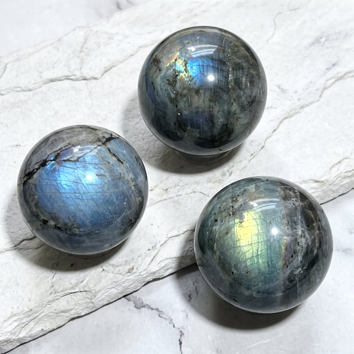 Flashy Labradorite Spheres (50-60mm)  Carving