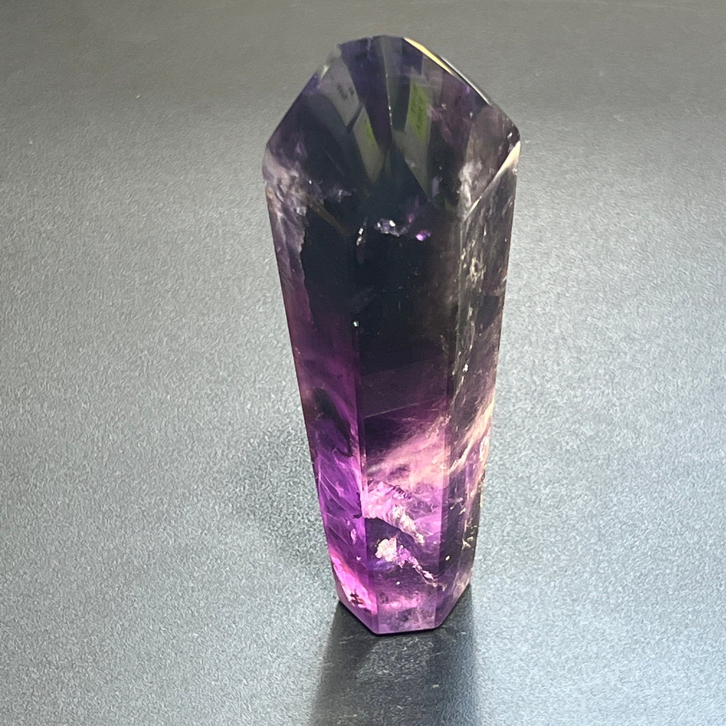 Large Dark Amethyst Crystal Faceted Standing Tower Carving