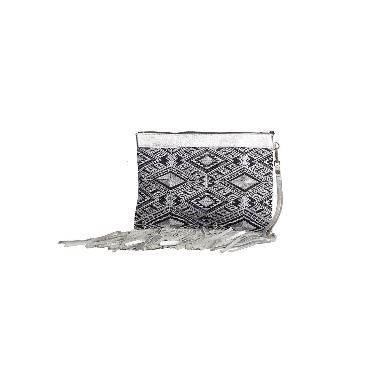 Metallic Leather & Embroidery Wristlet iPad | Tablet Bag - Thailand