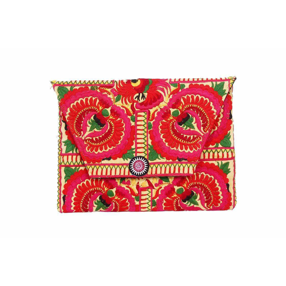 Boho Style Embroidered Clutch Bag - Thailand