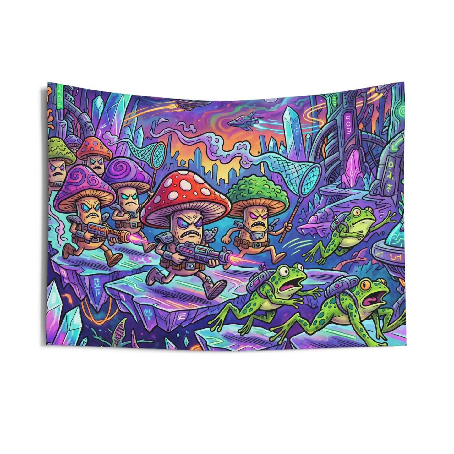 Futuristic Mushroom People Tapestry
