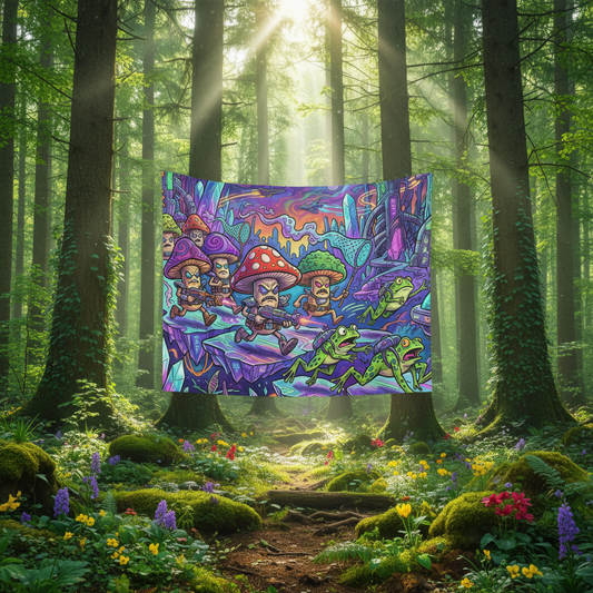 Futuristic Mushroom People Tapestry