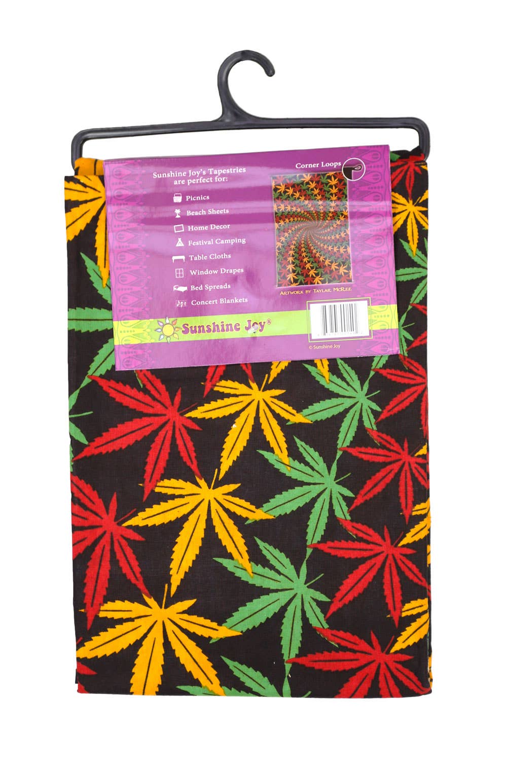 3D Tapestry Rasta Leaf Spiral Hanger Packaged Tapestries: 30x45 inches