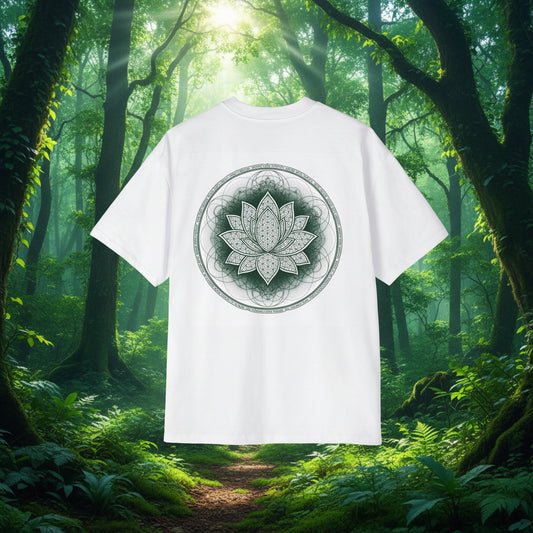 Lotus Flower of Life Tee Shirt — Dark Forest Green Sacred Geometry