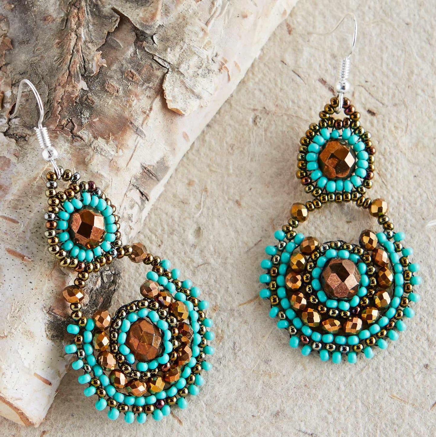 Chloe Seed Bead Handmade Circle Earrings - Guatemala