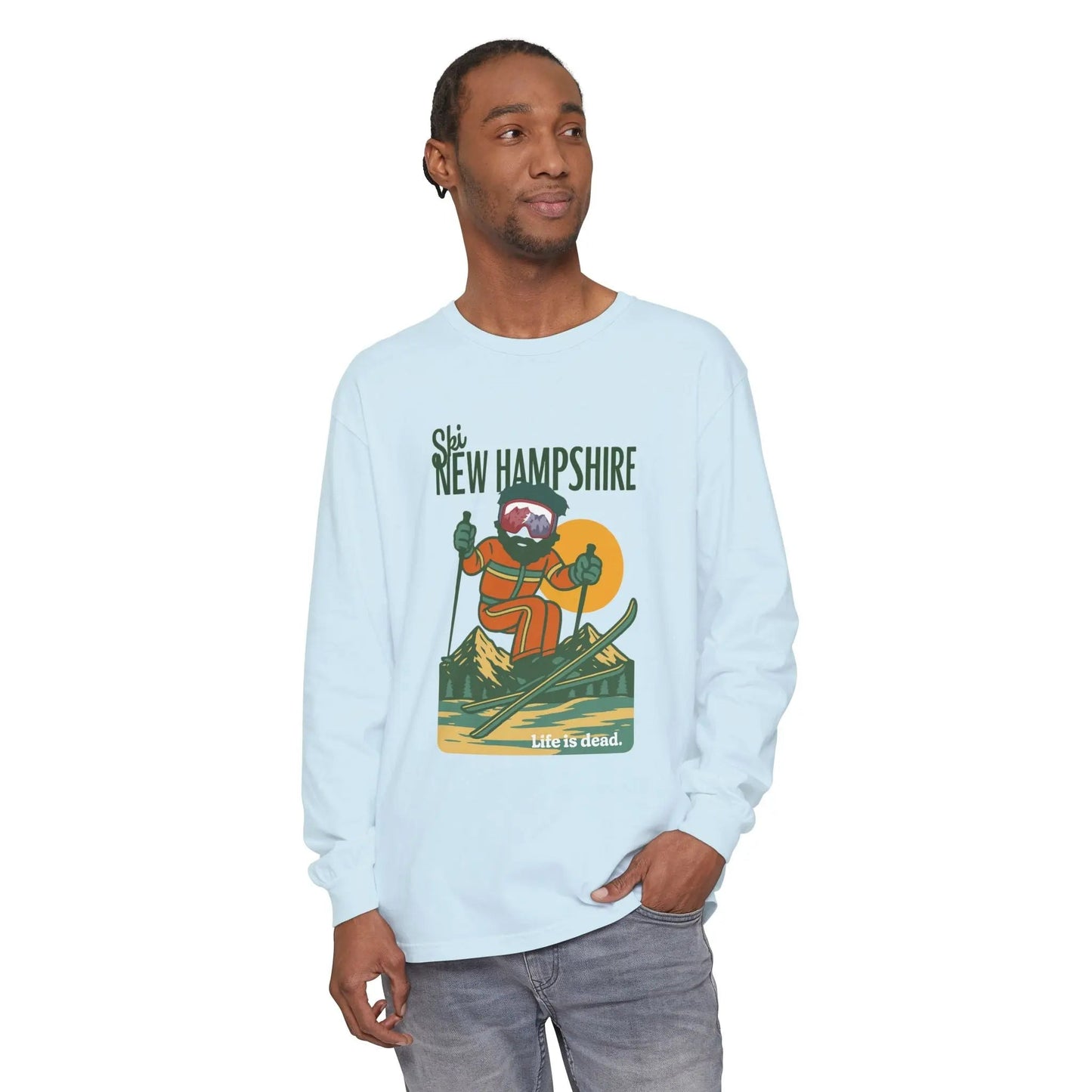 Ski New Hampshire - Life is DeadMountain Collection Garment-Dyed Long Sleeve T-Shirt