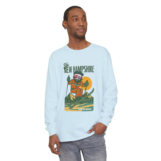 Ski New Hampshire - Life is DeadMountain Collection Garment-Dyed Long Sleeve T-Shirt