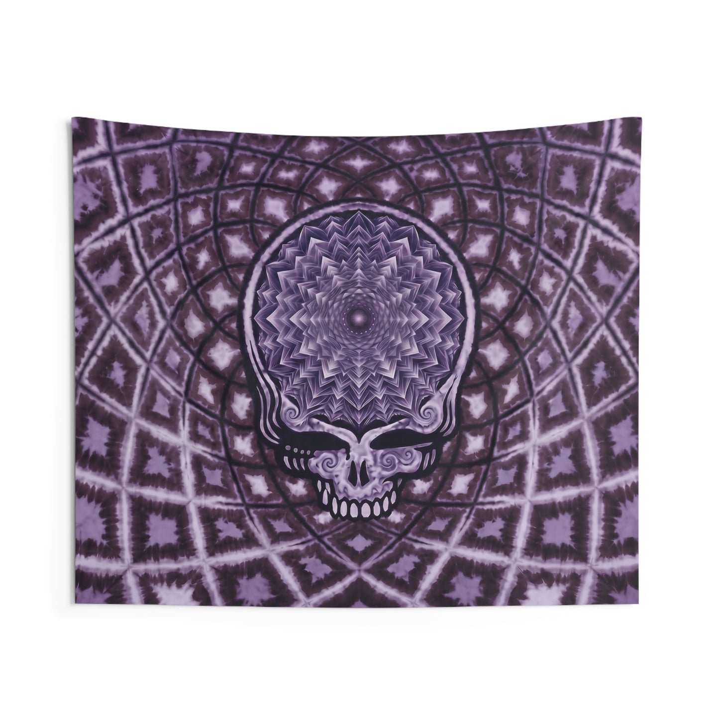 Purple Psychedelic Skull Mandala Tapestry