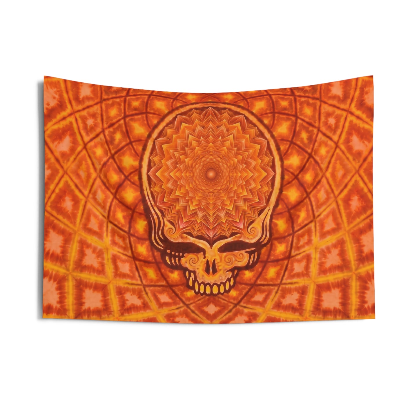 Orange Psychedelic Skull Wall Tapestry