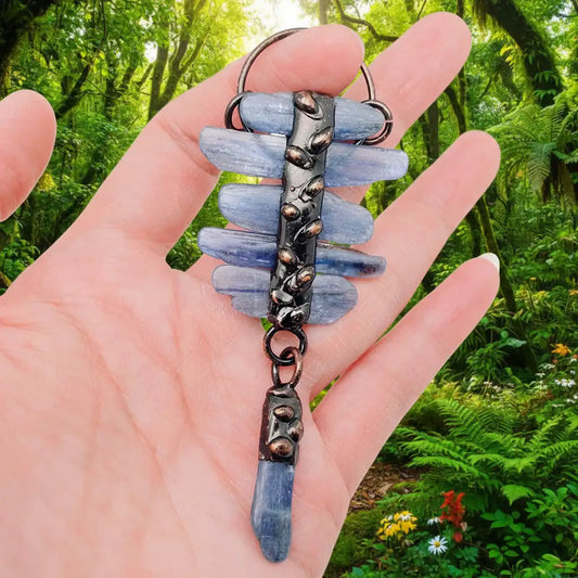 Vintage Blue Crystal Irregular Rough Stone Pendant - CS