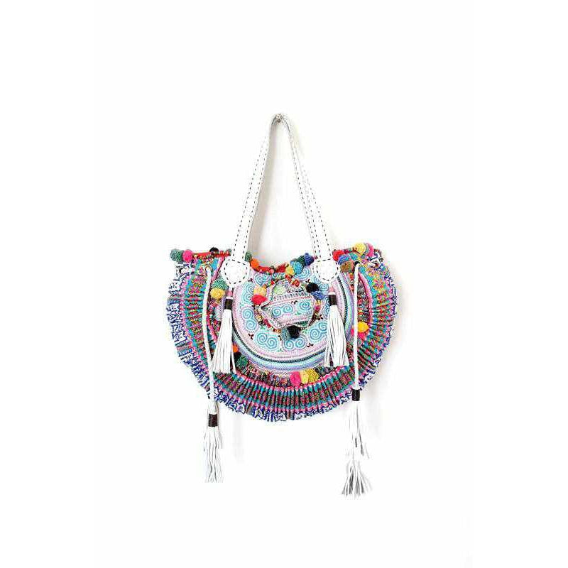 Ibiza Vintage Hmong Textile Half Moon Tote XL - Thailand