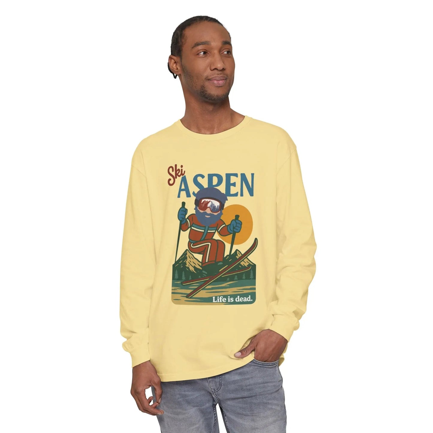 Ski Aspen - Life is DeadMountain Collection Garment-Dyed Long Sleeve T-Shirt