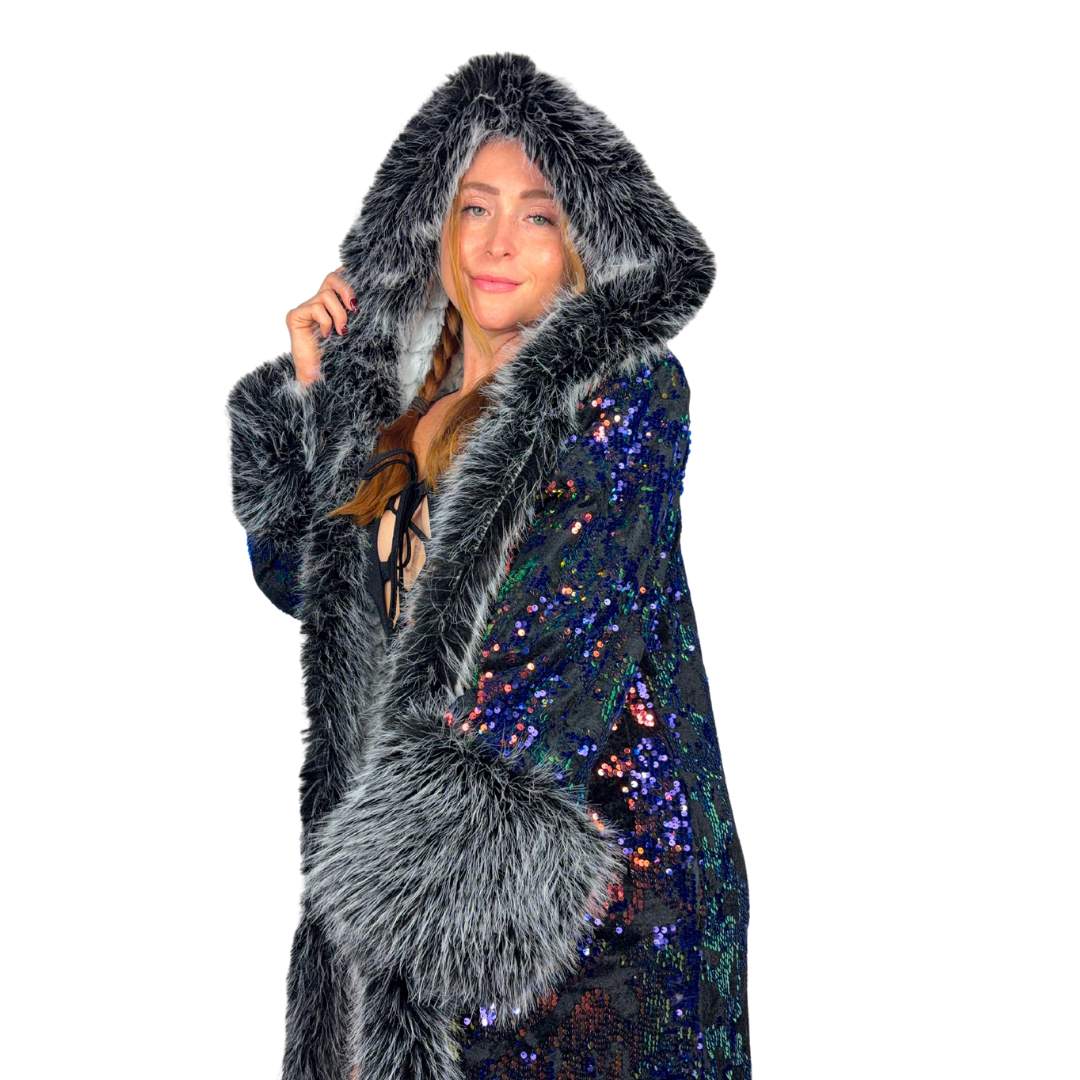 Midnight Smoke Sequin Coat