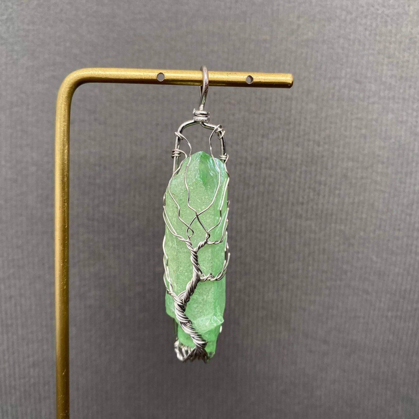 Green Crystal Tree of Life Charm Pendant - CS