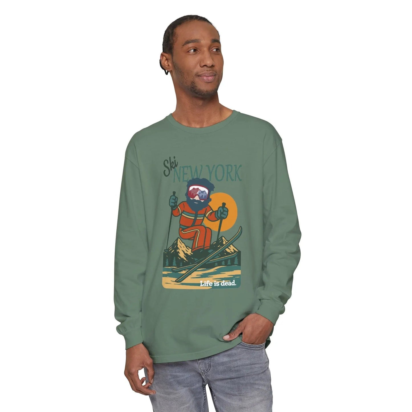 Ski New York - Life is DeadMountain Collection Garment-Dyed Long Sleeve T-Shirt
