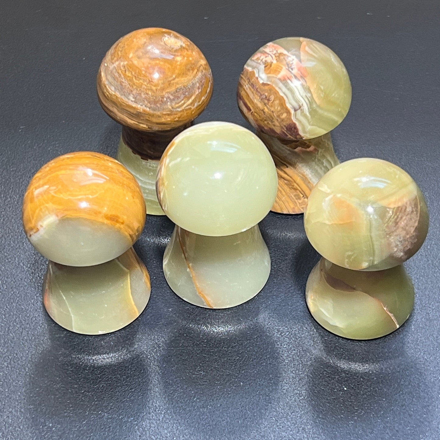 Green Banded Calcite Mushroon Crystal Carving