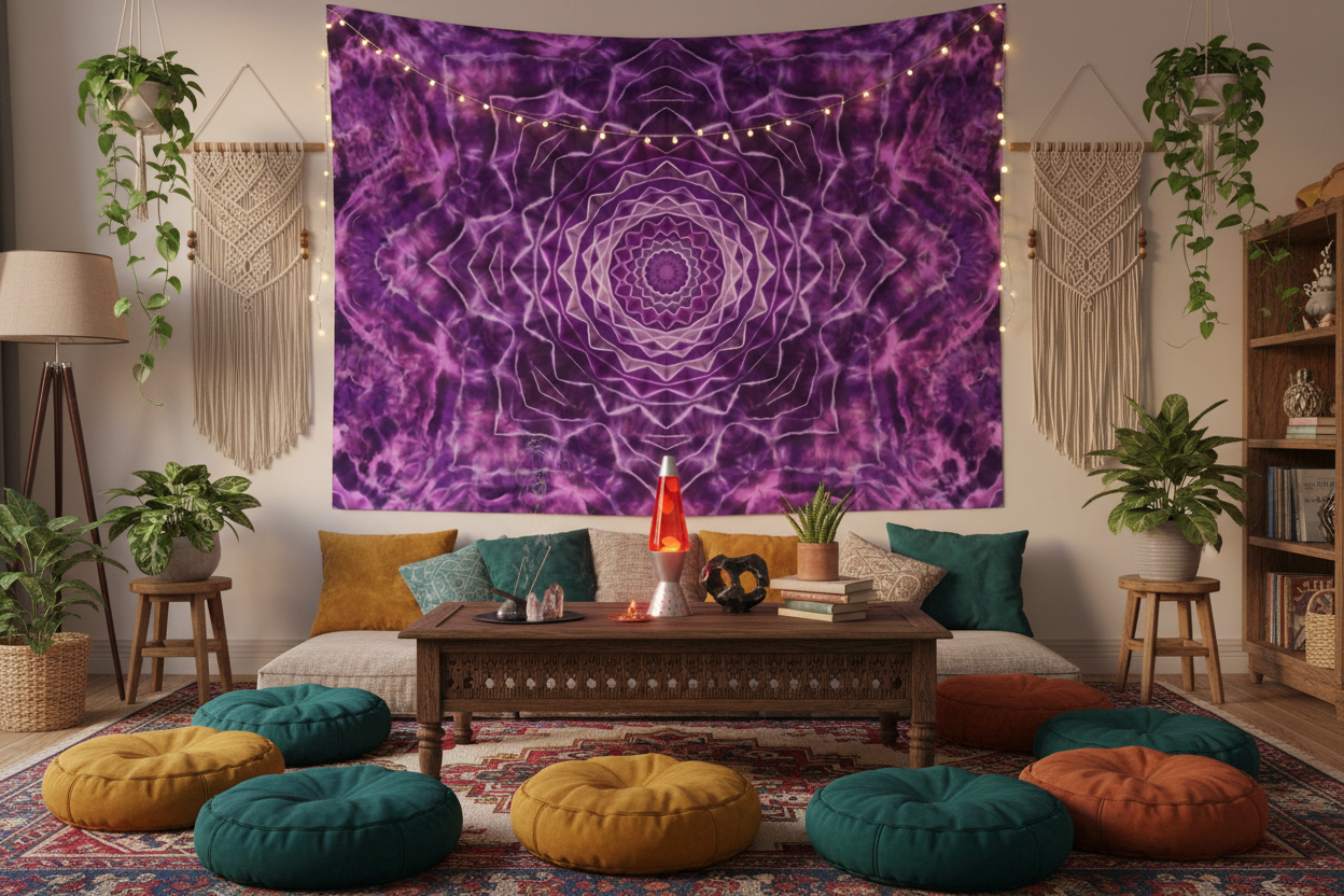 Purple Mandala Wall Tapestry