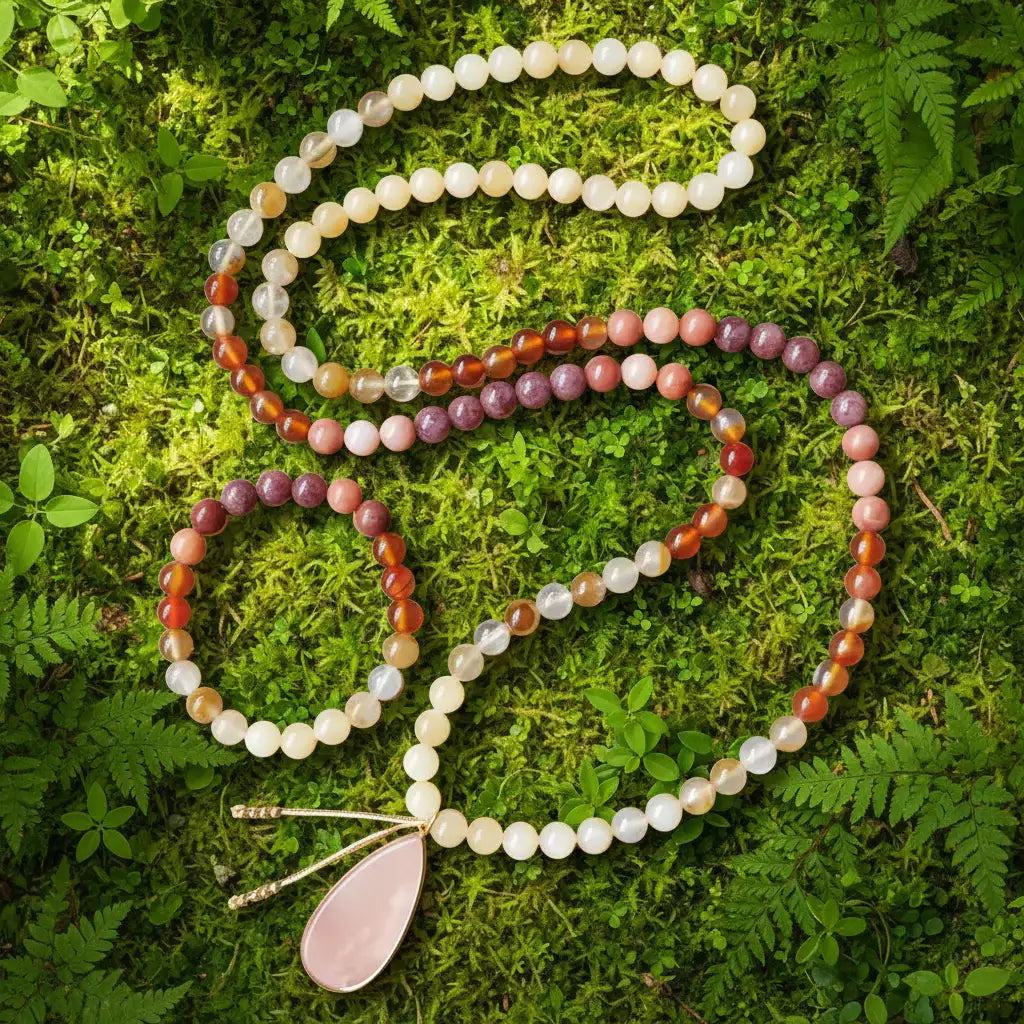 Yellow Jasper Quartz Onyx Aventurine Necklace