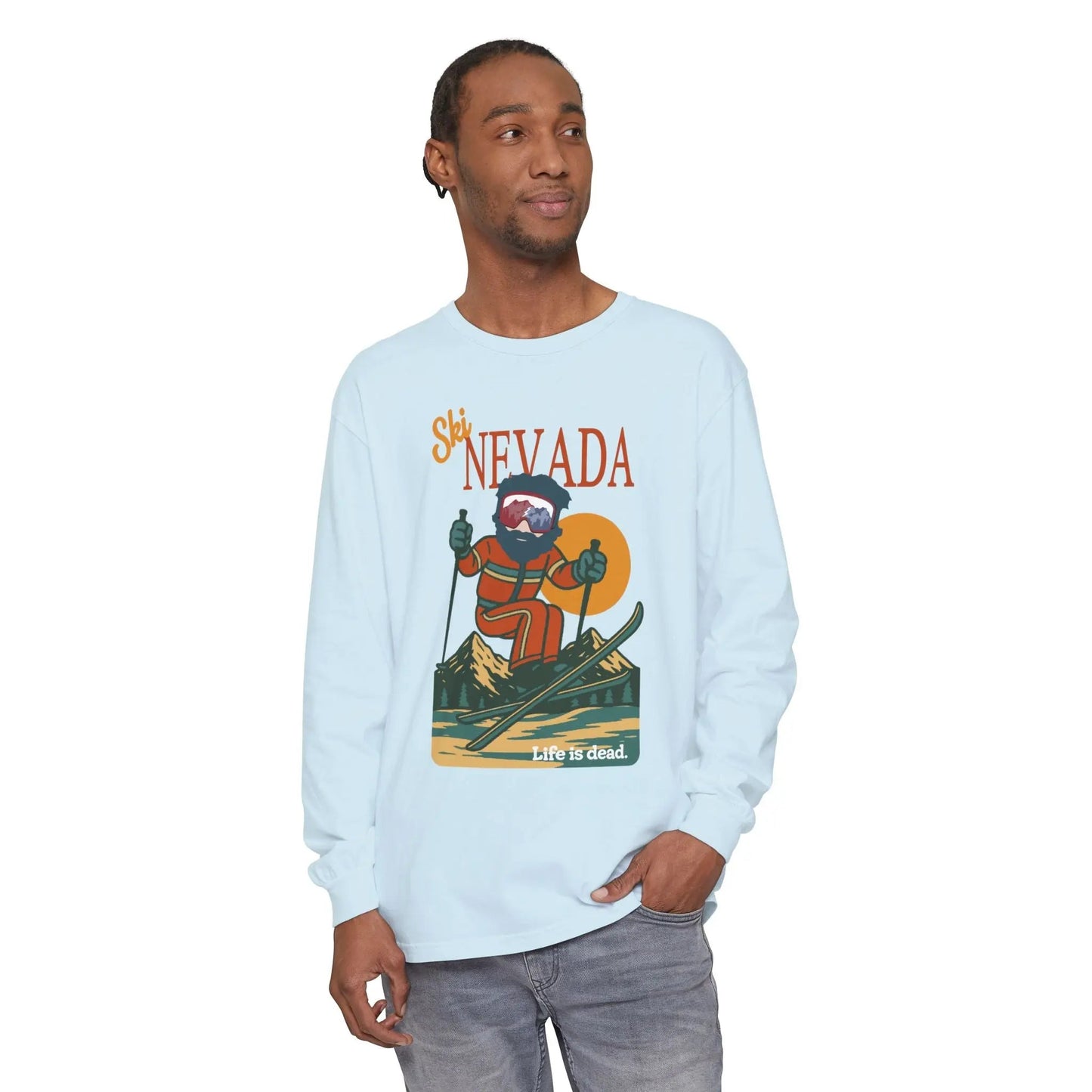 Ski Nevada - Life is DeadMountain Collection Garment-Dyed Long Sleeve T-Shirt