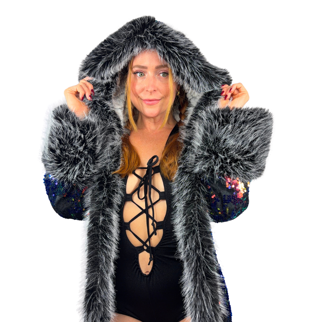 Midnight Smoke Sequin Coat