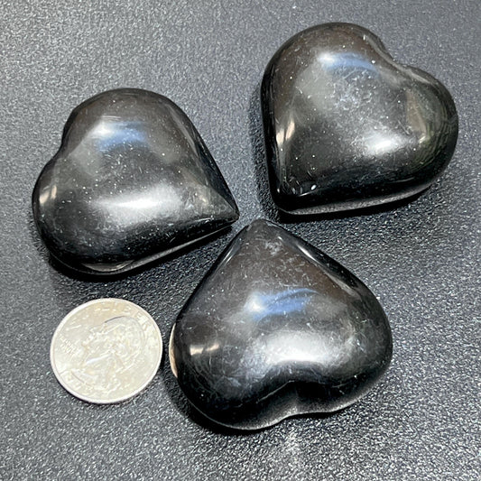 Black Onyx Puffy Heart Crystal Carving