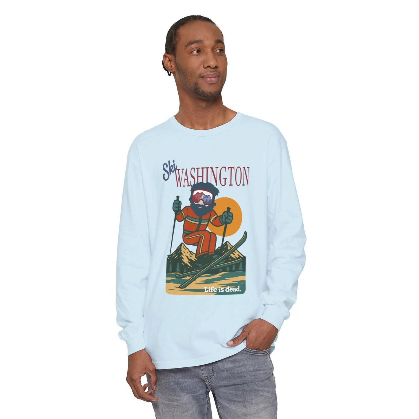Ski Washington - Life is DeadMountain Collection Garment-Dyed Long Sleeve T-Shirt