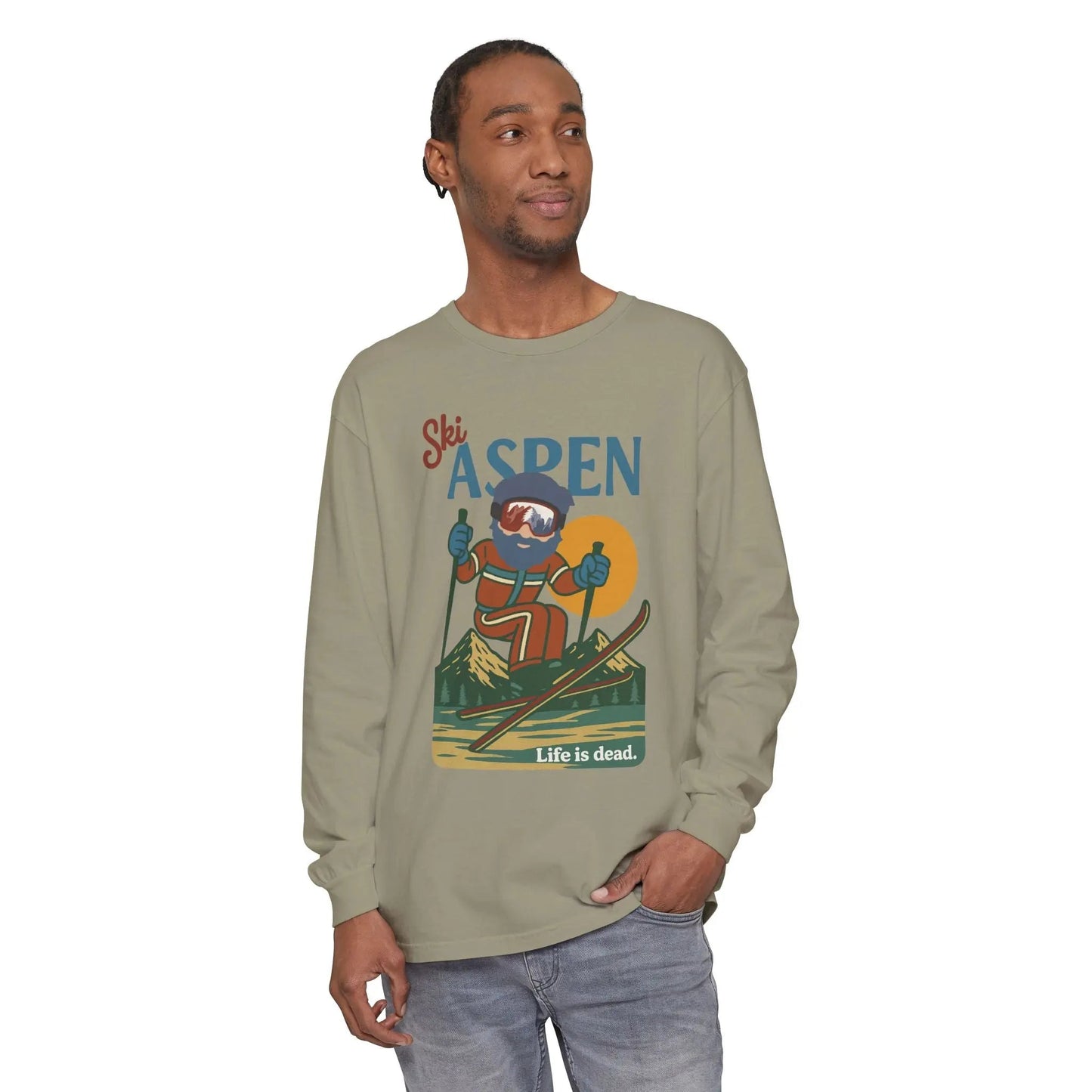 Ski Aspen - Life is DeadMountain Collection Garment-Dyed Long Sleeve T-Shirt