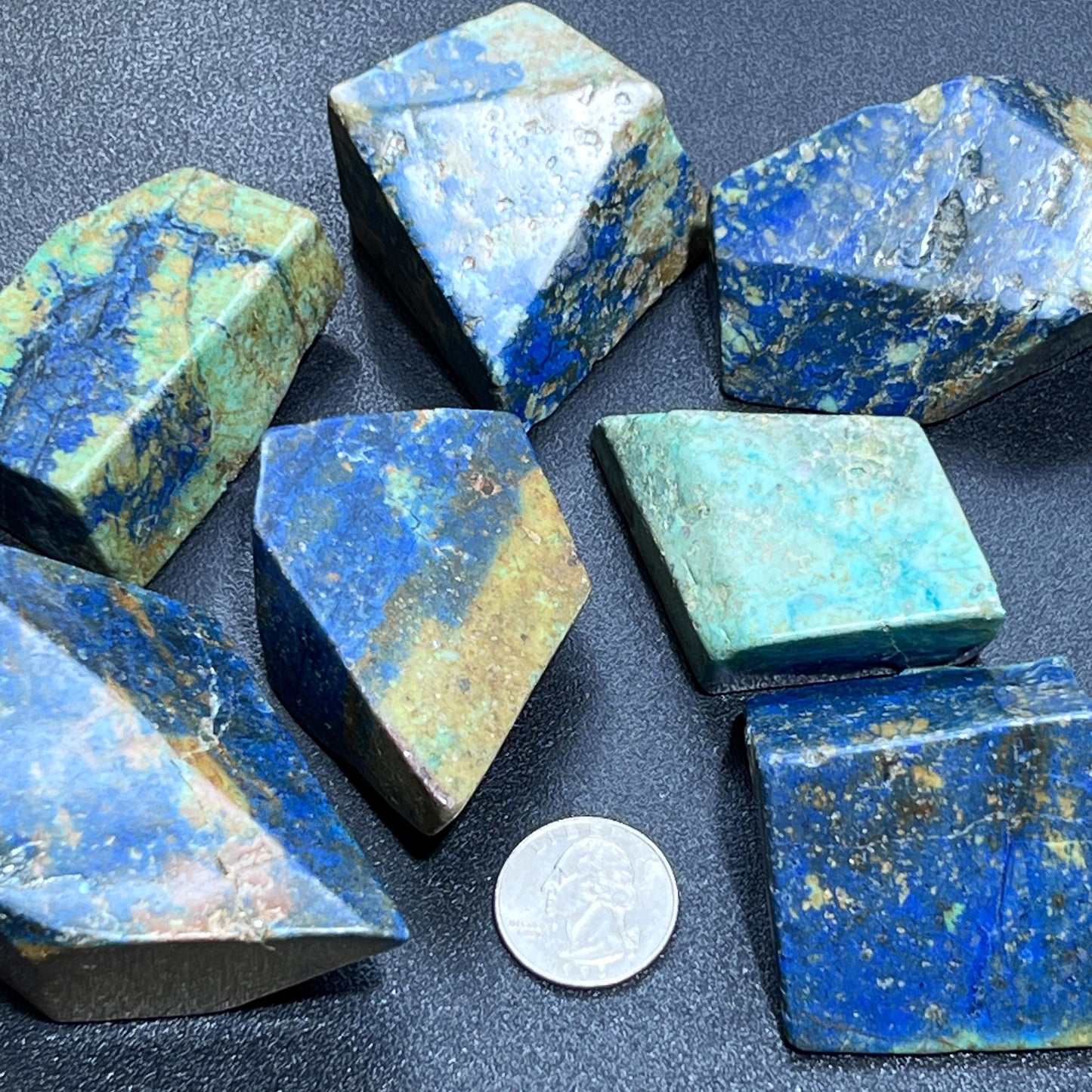 Azurite And Chrysocolla Free-form Shapes Carving