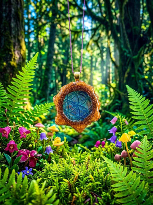 Blue Seed of Life Pinecone Pendant | Handmade PNW Jewelry | #89