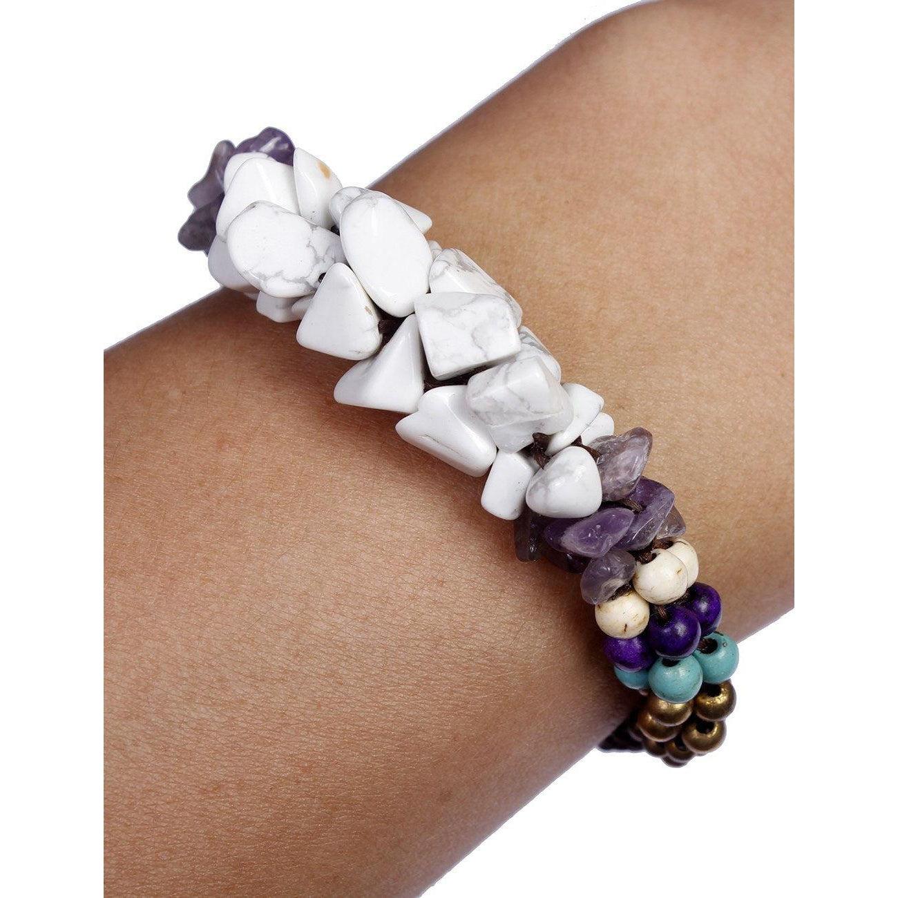 Cluster Brass Bead & Stone Bracelet - Thailand