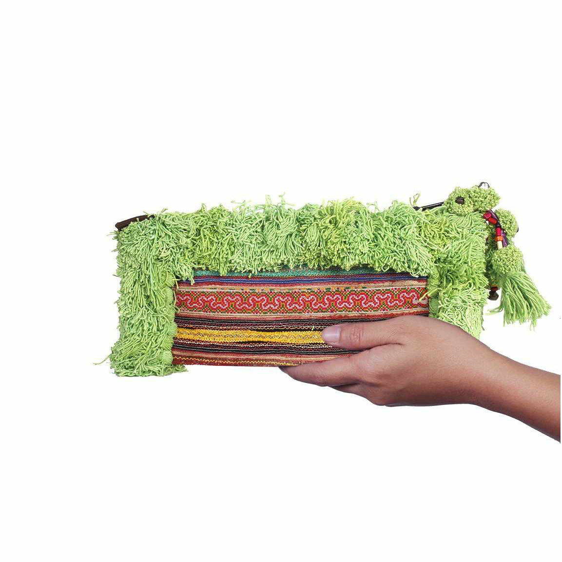 One-of-a-Kind Vintage Hmong Textile Upcycled Clutch Fair Trade Artisan Bag - Thailand