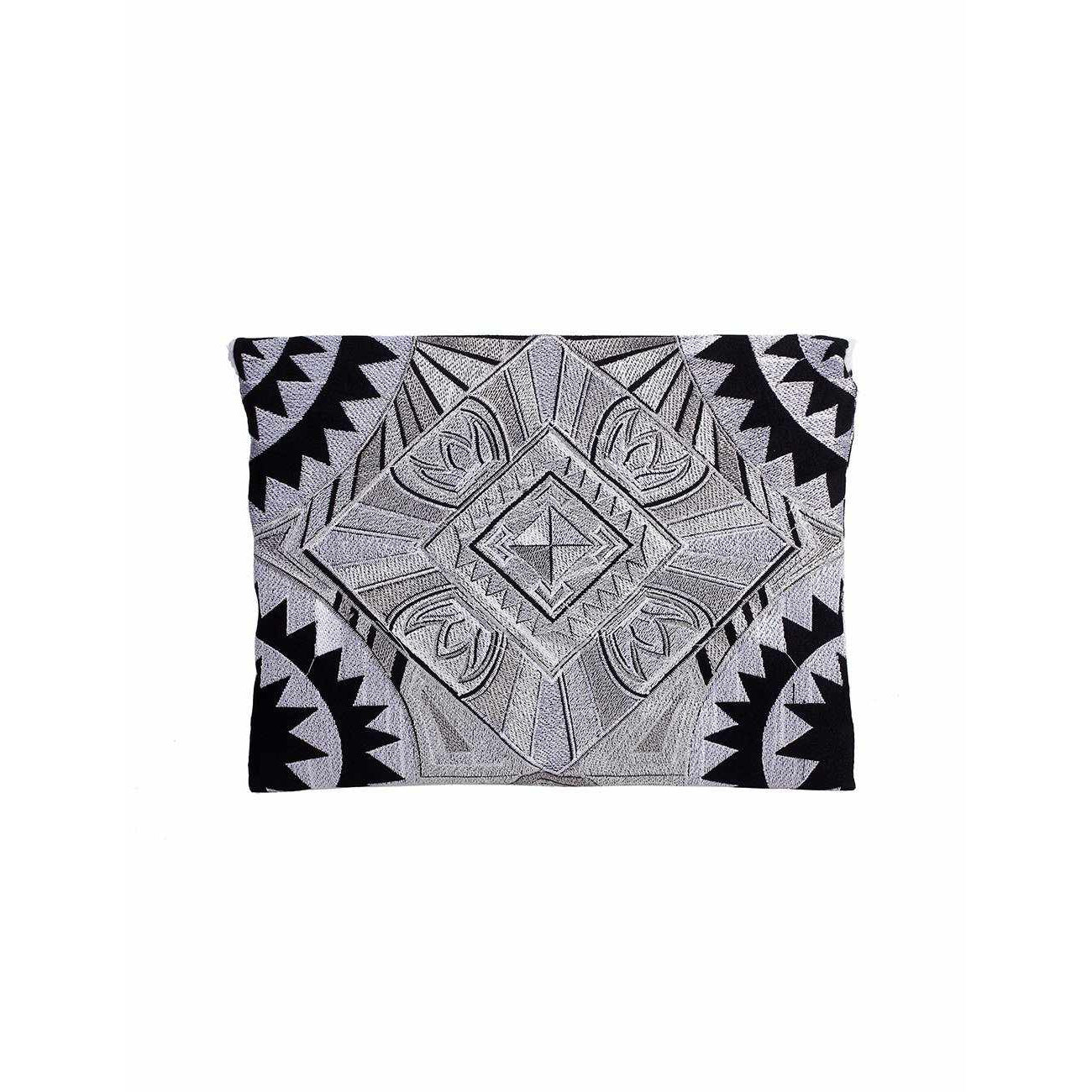 Tribal Embroidered Clutch Pompom Bag- Thailand