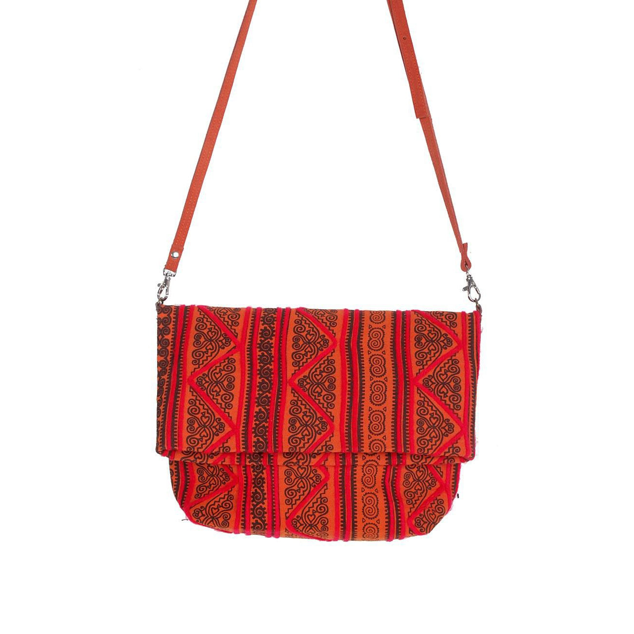 Hmong Fold Over Sling Yarn Crossbody Bag - Thailand
