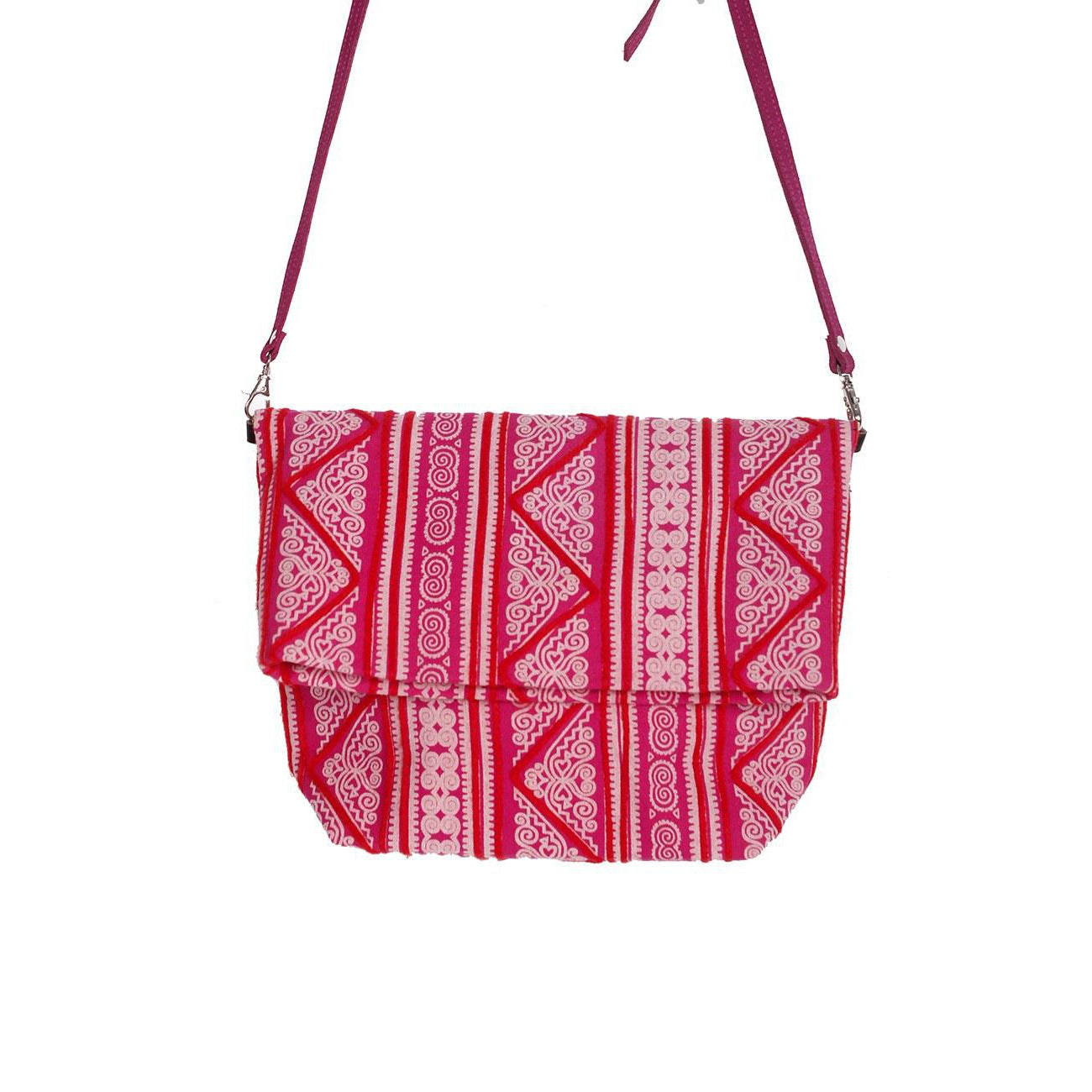 Hmong Fold Over Sling Yarn Crossbody Bag - Thailand