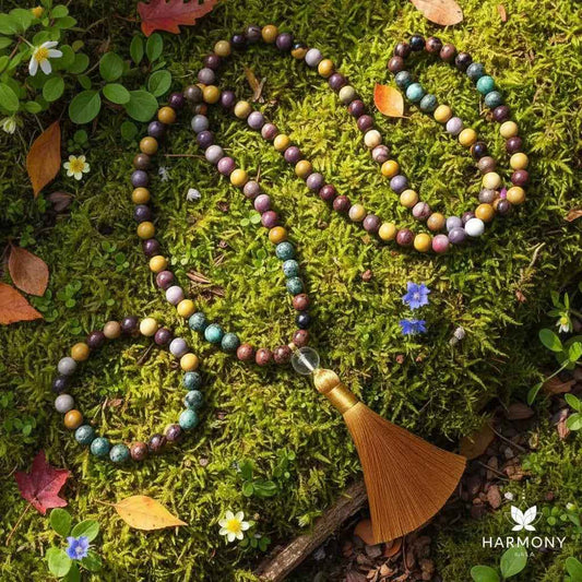 Mookaite African Turquoise Tassel Mala Necklace