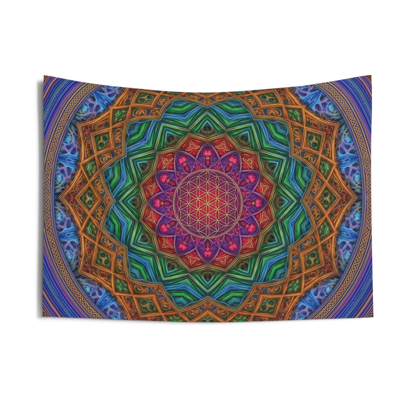Psychedelic Multicolor Mandala Tapestry