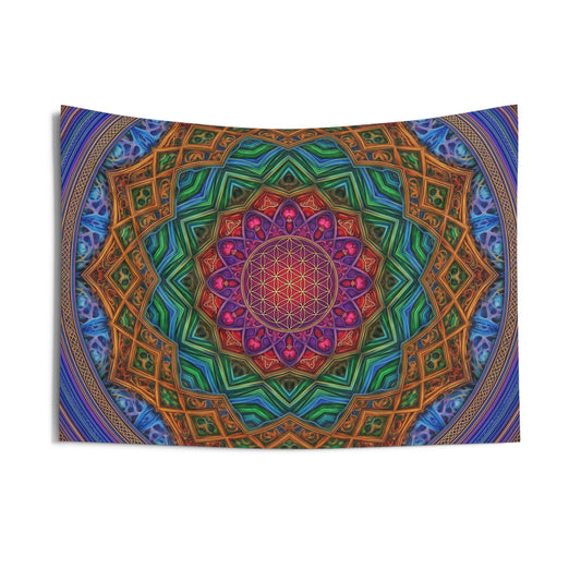 Psychedelic Multicolor Mandala Tapestry