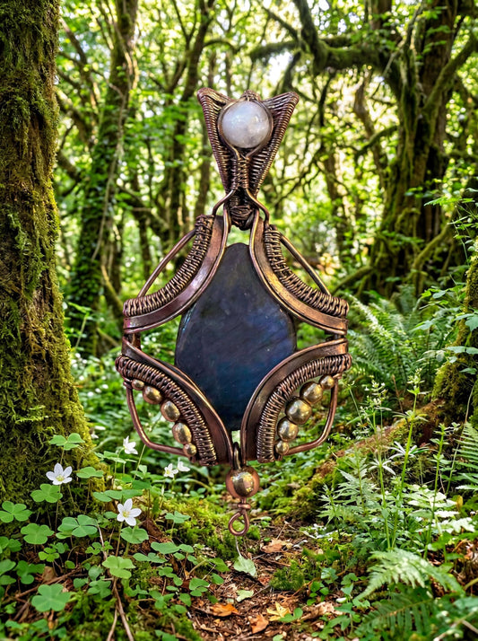 Elderwood Conduit Pendant | Wire Wrapped Crystal Necklace | Forest Arcane Jewelry | Handmade Statement Piece