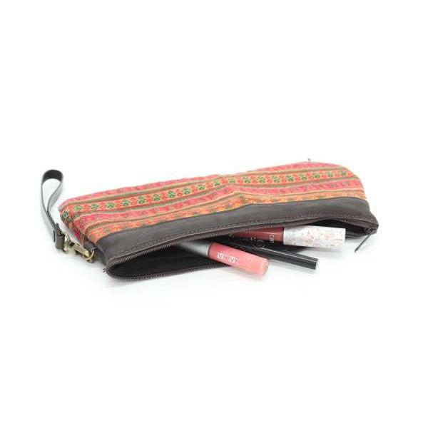 Upcycled Hmong Leather Cuff Wristlet - Thailand