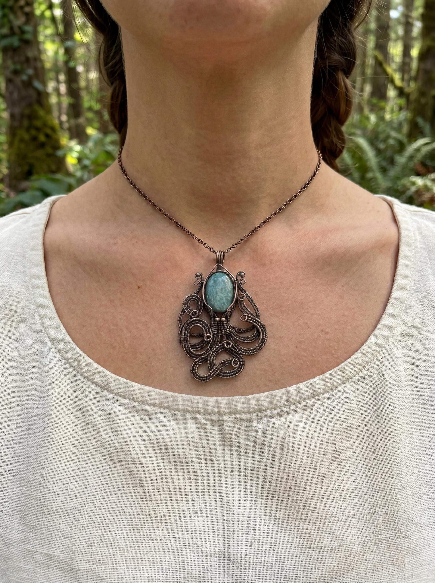 Verdant Kraken Relic Pendant | Forest Ocean Jewelry | Handmade Statement Piece | Nature Inspired Talisman