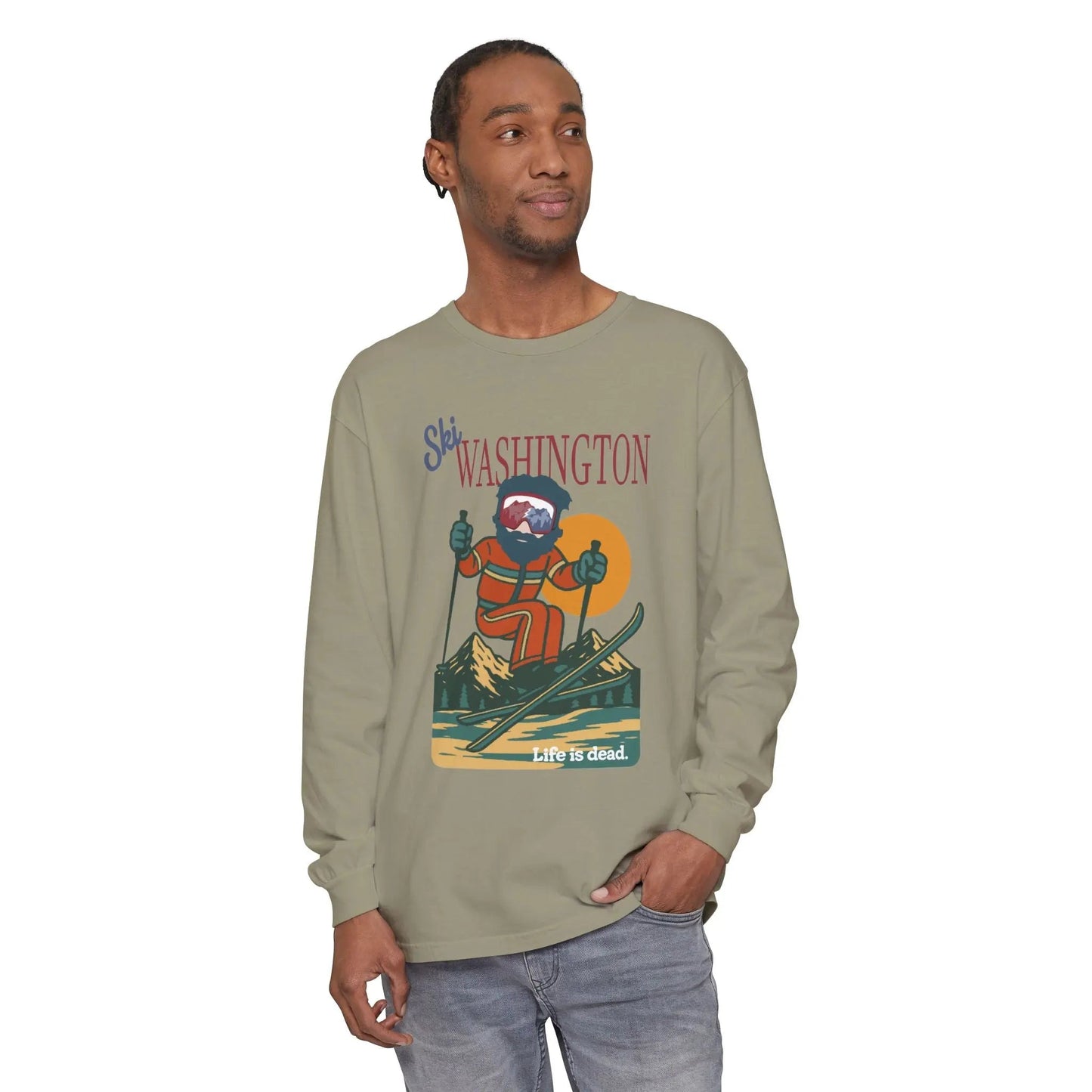 Ski Washington - Life is DeadMountain Collection Garment-Dyed Long Sleeve T-Shirt