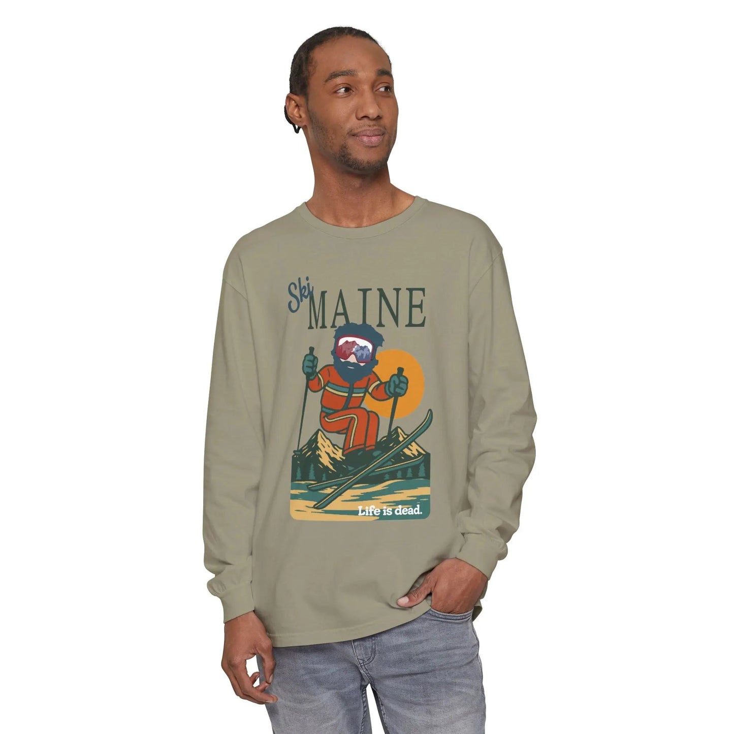 Ski Maine - Life is DeadMountain Collection Garment-Dyed Long Sleeve T-Shirt