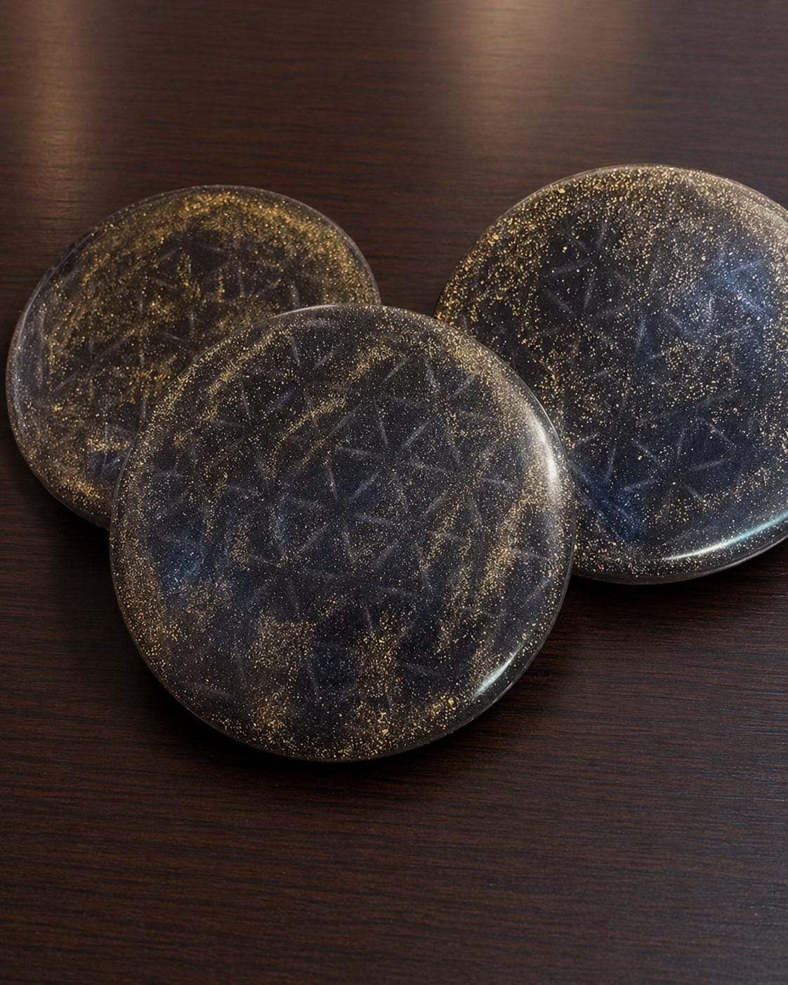 Flower of Life Coasters With 24k gold Flake | Resin Art | Sacred Geometry | Drink Coasters