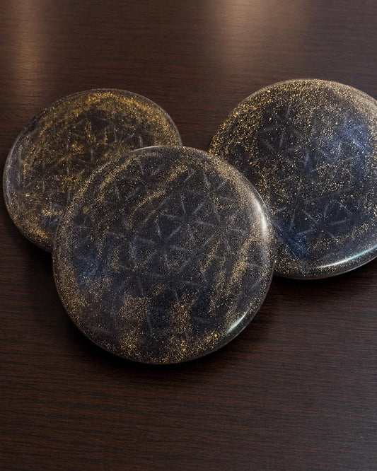 Flower of Life Coasters With 24k gold Flake | Resin Art | Sacred Geometry | Drink Coasters
