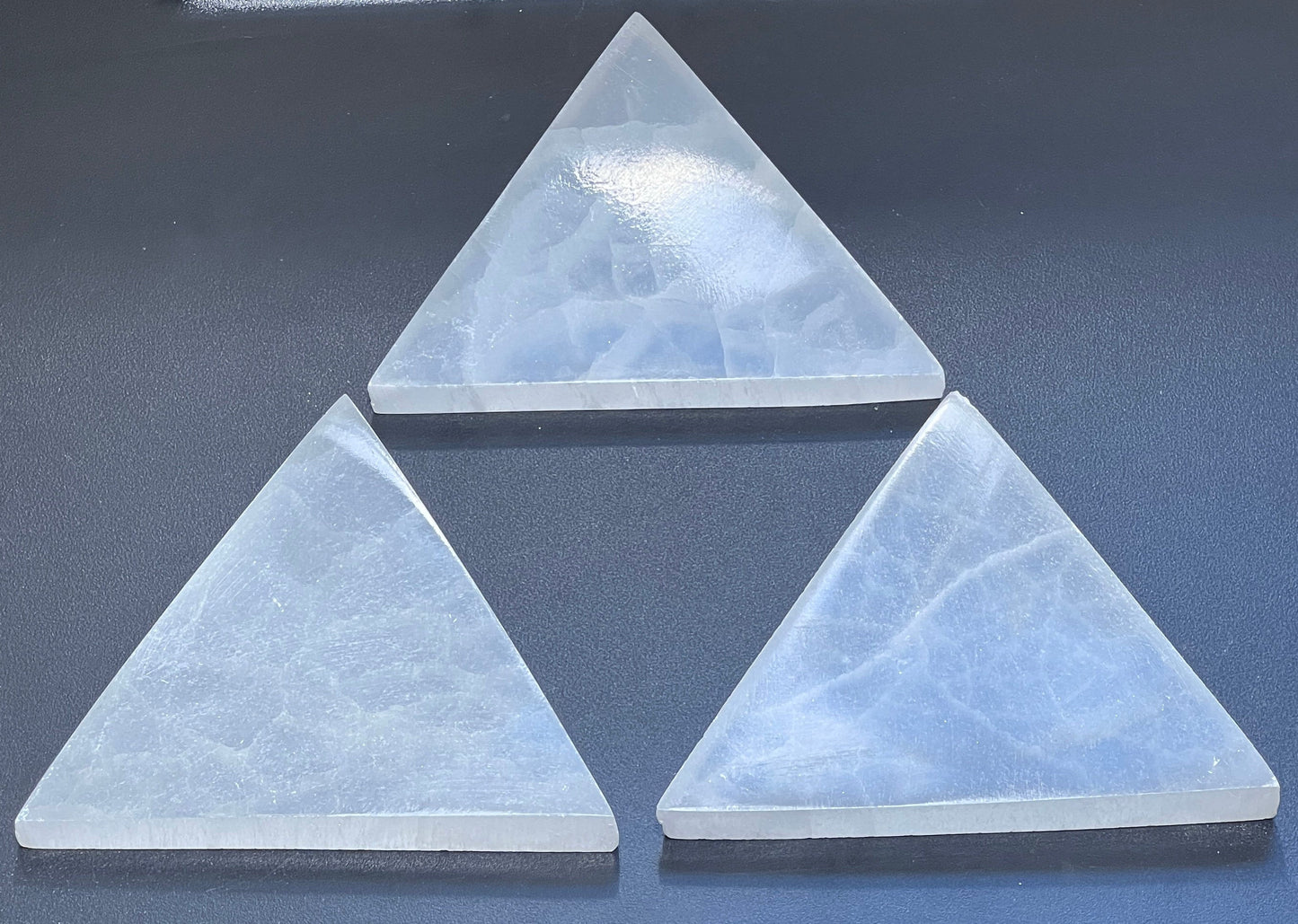 Selenite Satin Spar Crystal Triangle Plate Carving (6 inch)