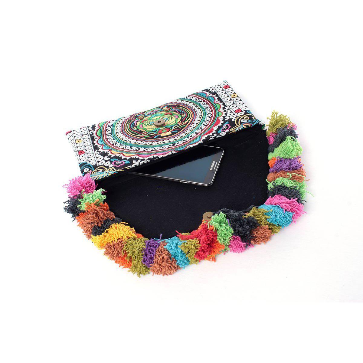 Lotus Star Embroidered Clutch Bag - Thailand