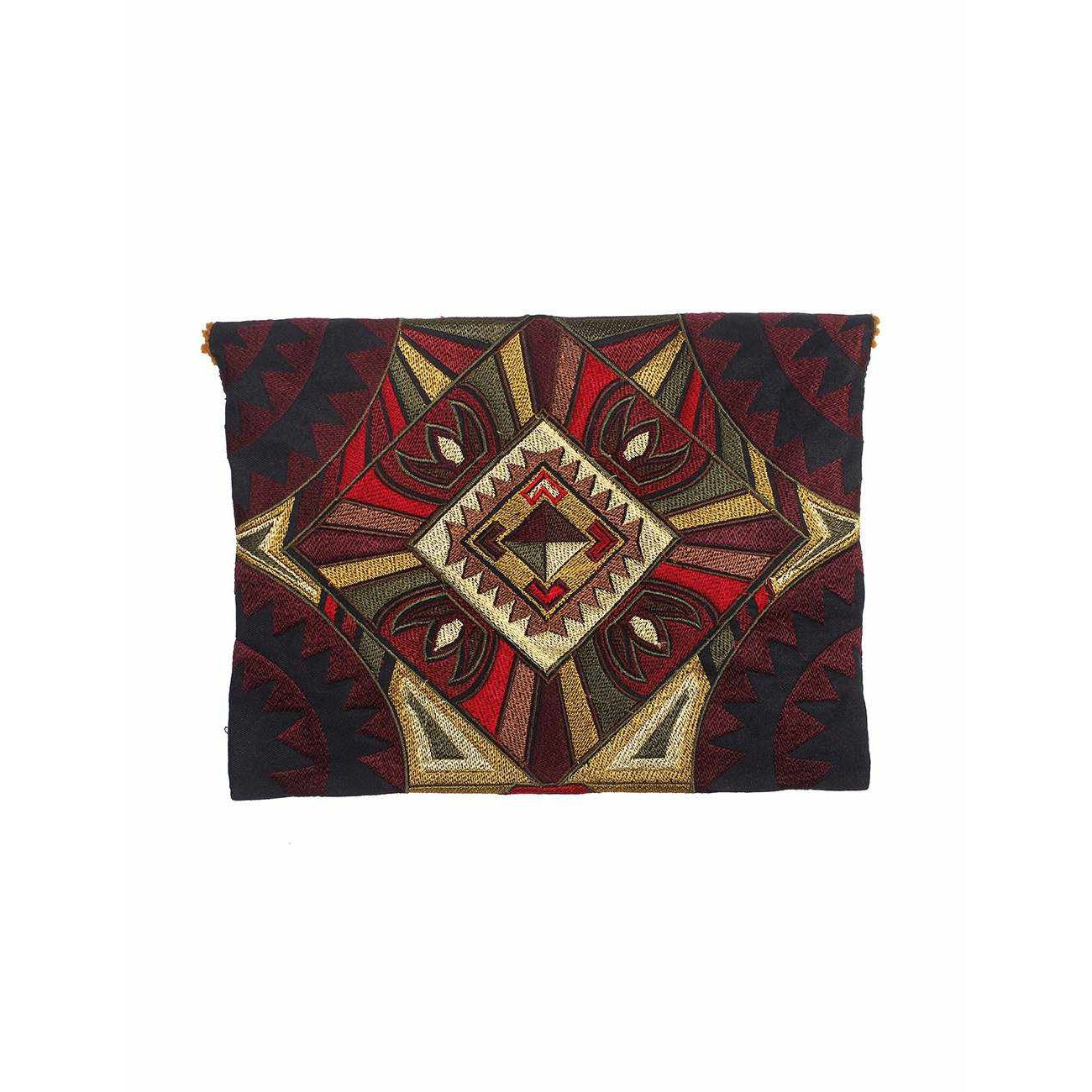 Tribal Embroidered Clutch Pompom Bag- Thailand