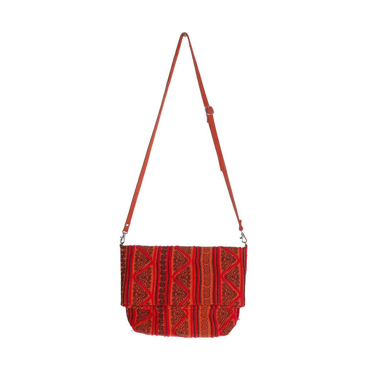 Hmong Fold Over Sling Yarn Crossbody Bag - Thailand