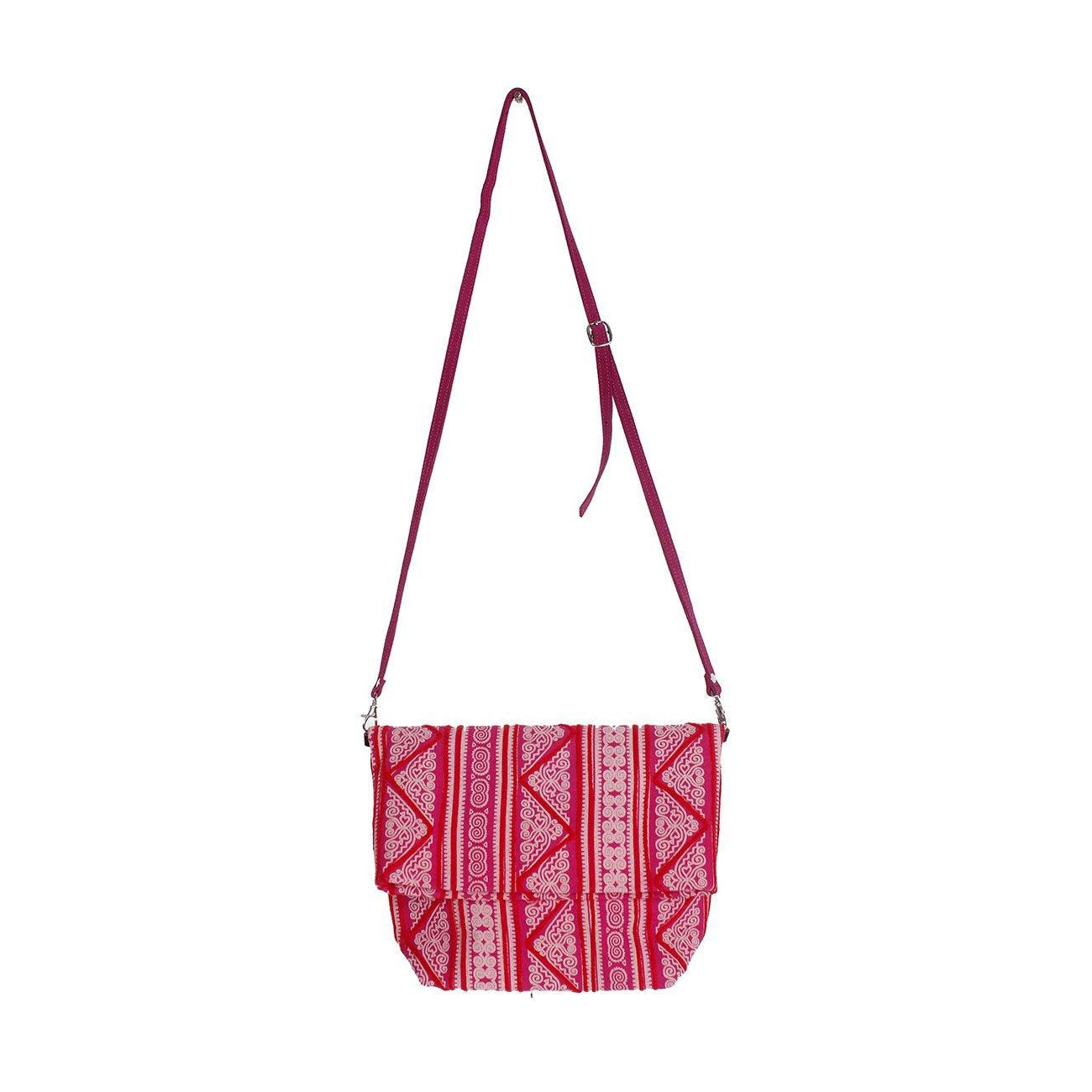 Hmong Fold Over Sling Yarn Crossbody Bag - Thailand