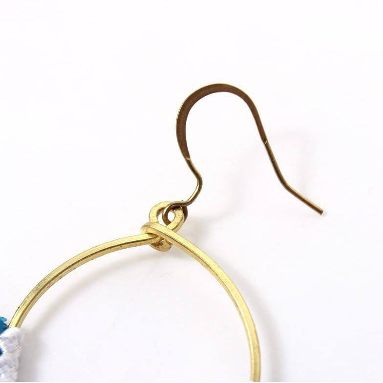 Half Moon Tassel Earrings with Wax String - Thailand